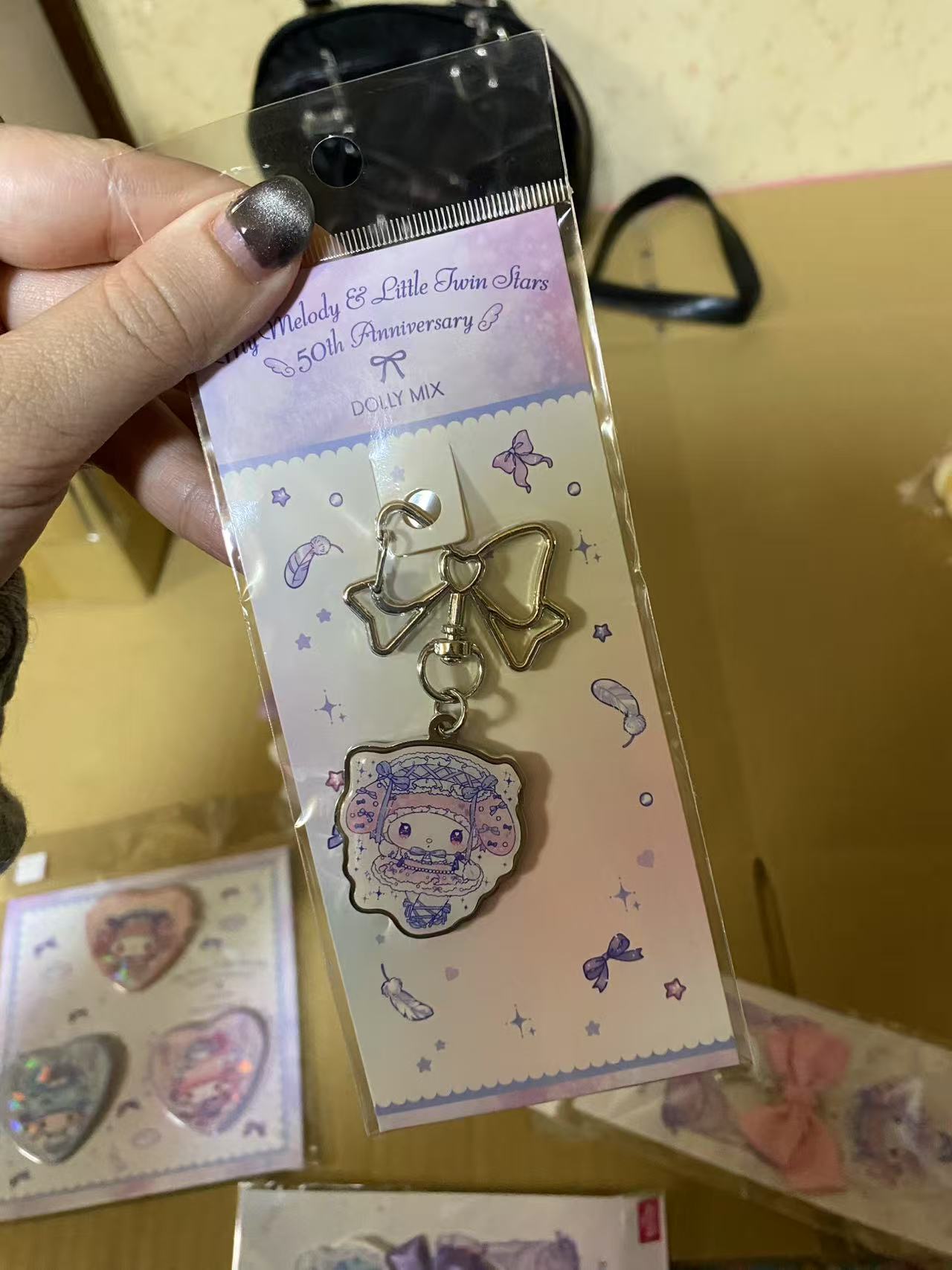 银色蝴蝶结 蓝色发带粉色美乐蒂 亚克力挂件