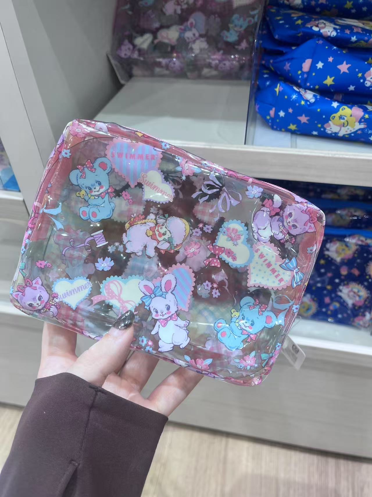 Swimmer 粉色 蓝色熊 兔子 pvc包 