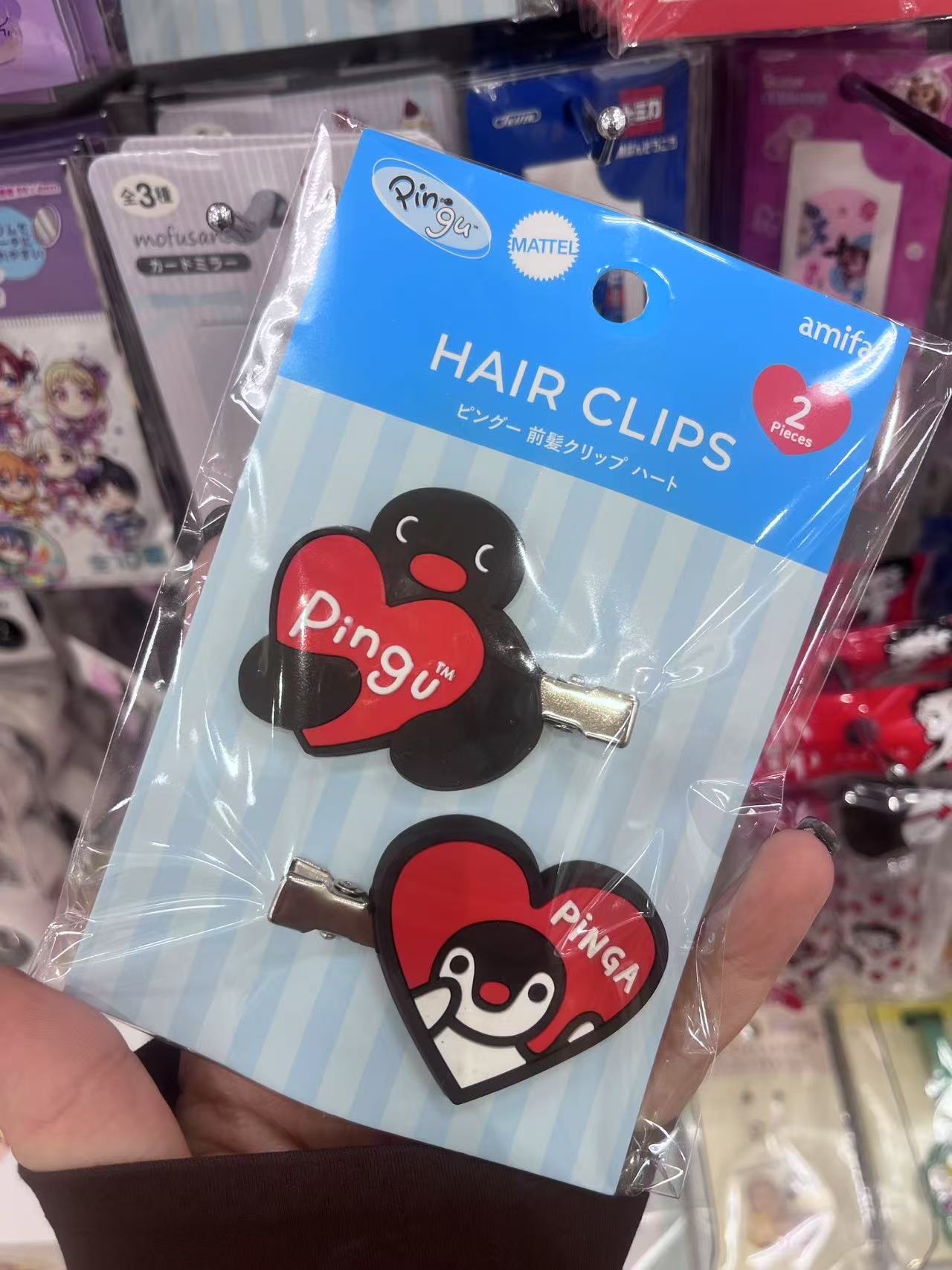 pingu企鹅 心形发夹一对