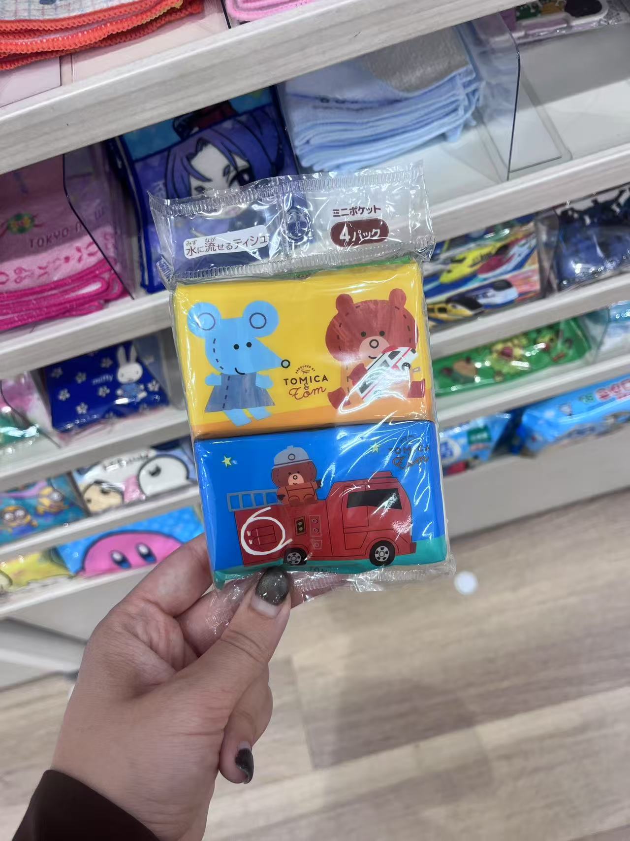 小熊 蓝色老鼠 消防车图案 手帕纸