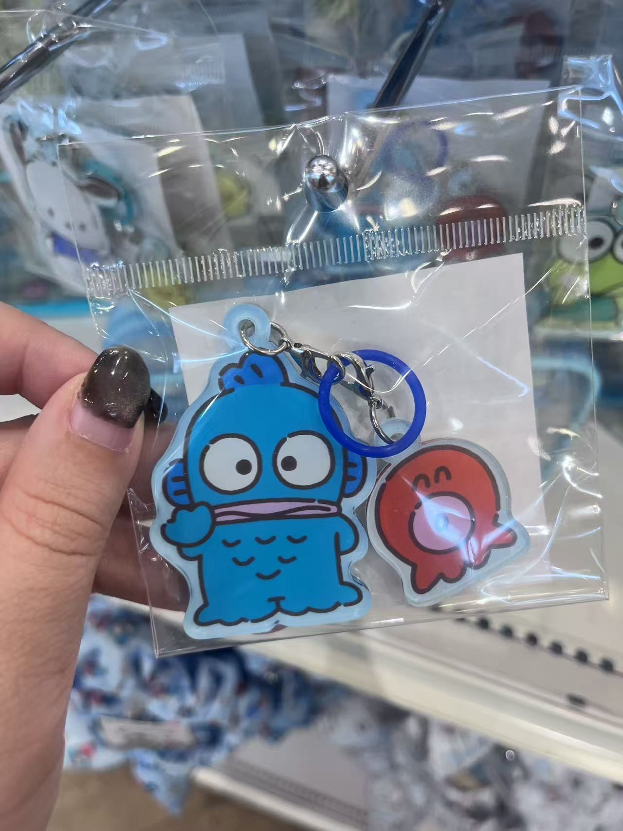 三丽鸥 蓝色丑鱼红色章鱼🐙钥匙扣