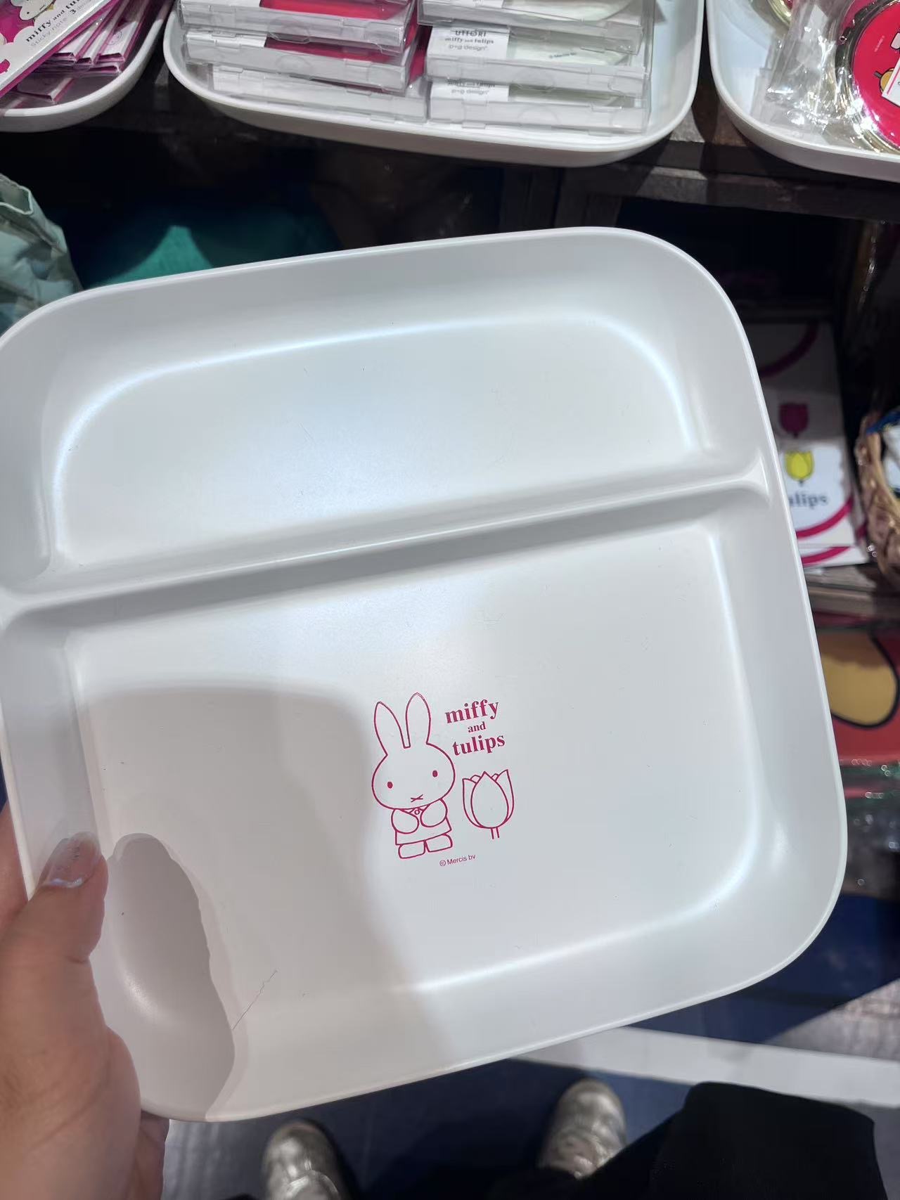 米菲盘子 两格 红色兔子