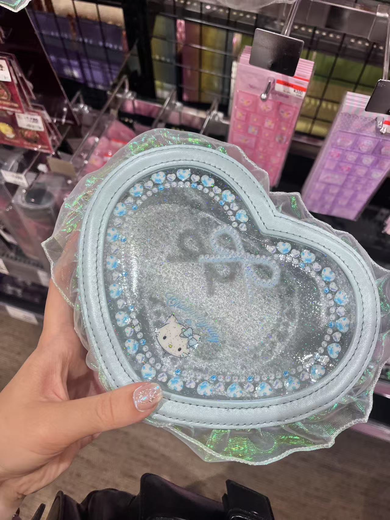 三丽欧 爱心 kt蓝色蝴蝶结 手拿包