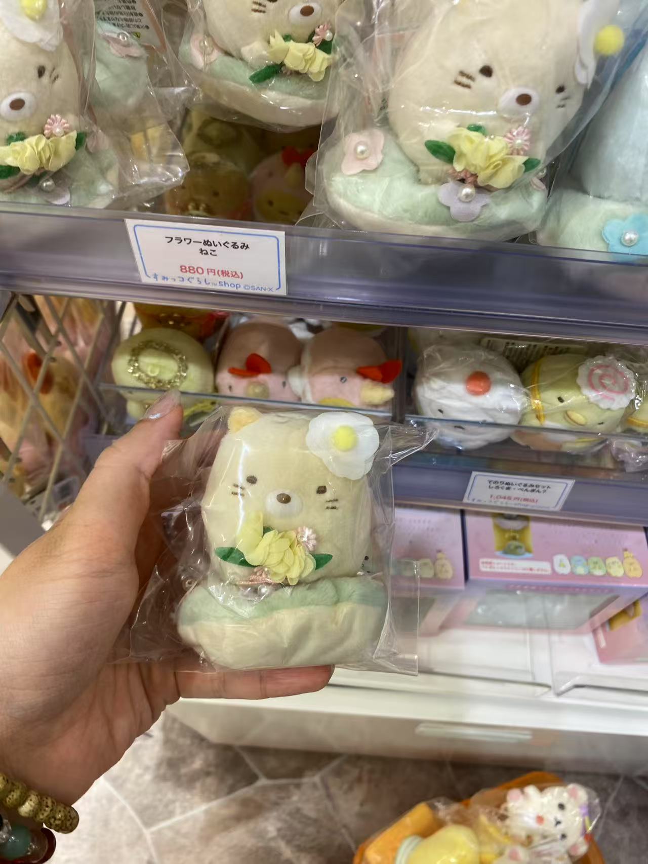 角落生物黄色小猫 头上黄色花朵 手拿黄色花朵 坐姿