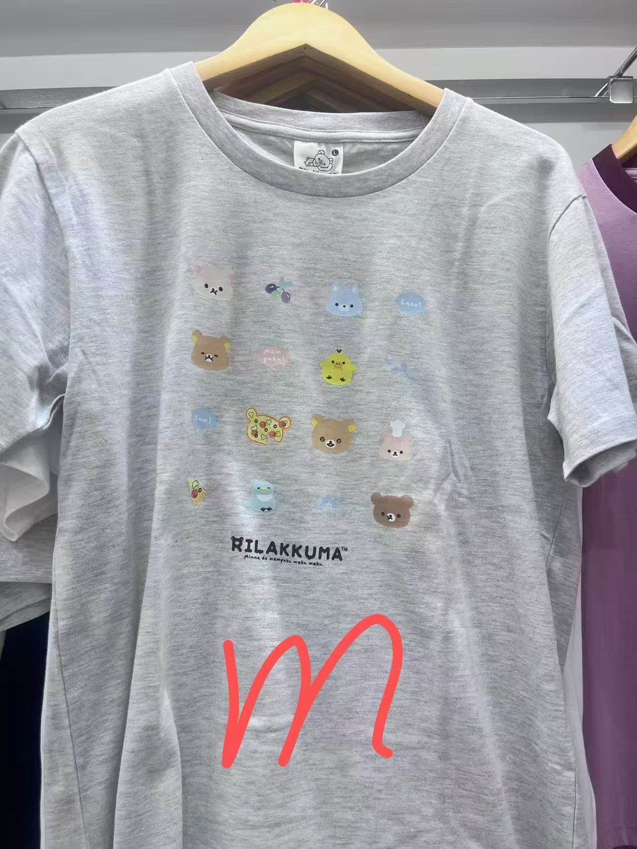 浅灰色 轻松熊 小头图案 小清新图案 半袖 M