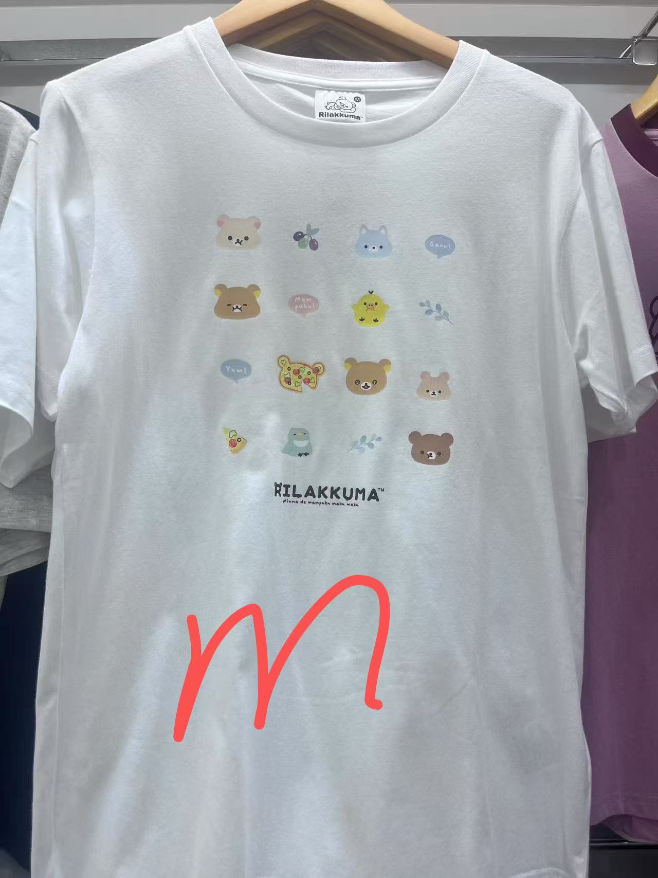 白色 轻松熊 小头图案 小清新图案 半袖 M