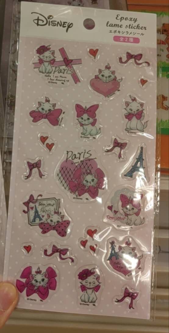 迪士尼 巴黎铁塔小猫图案 贴纸
