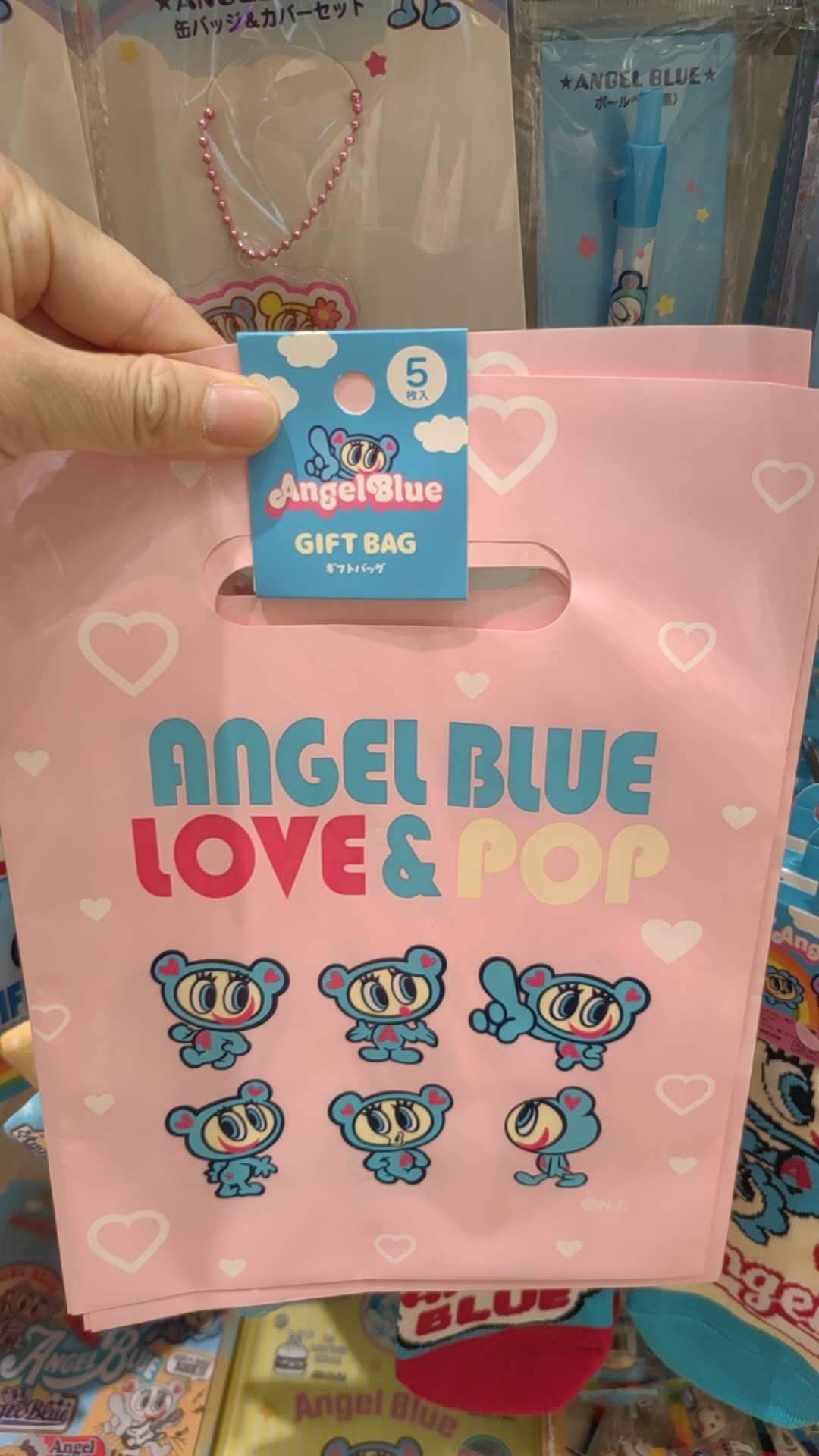 AngelBlue 蓝猴子 粉色手提袋