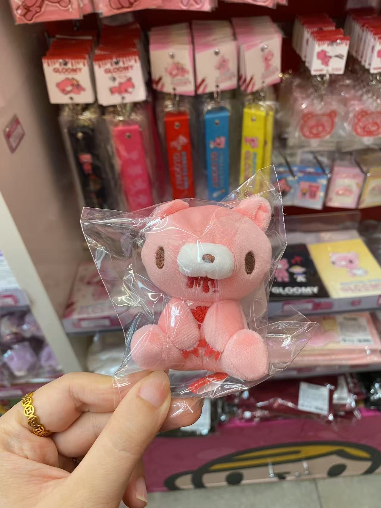 0716粉色坐着暴力熊挂件