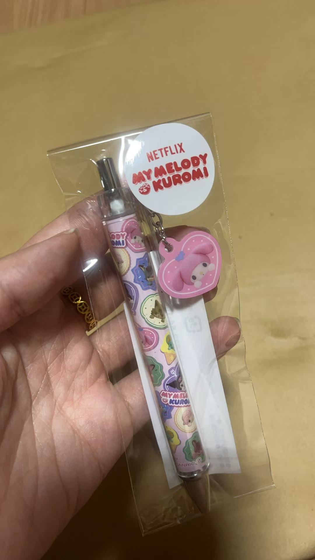 三丽欧 粉色爱心美乐蒂吊坠 笔 