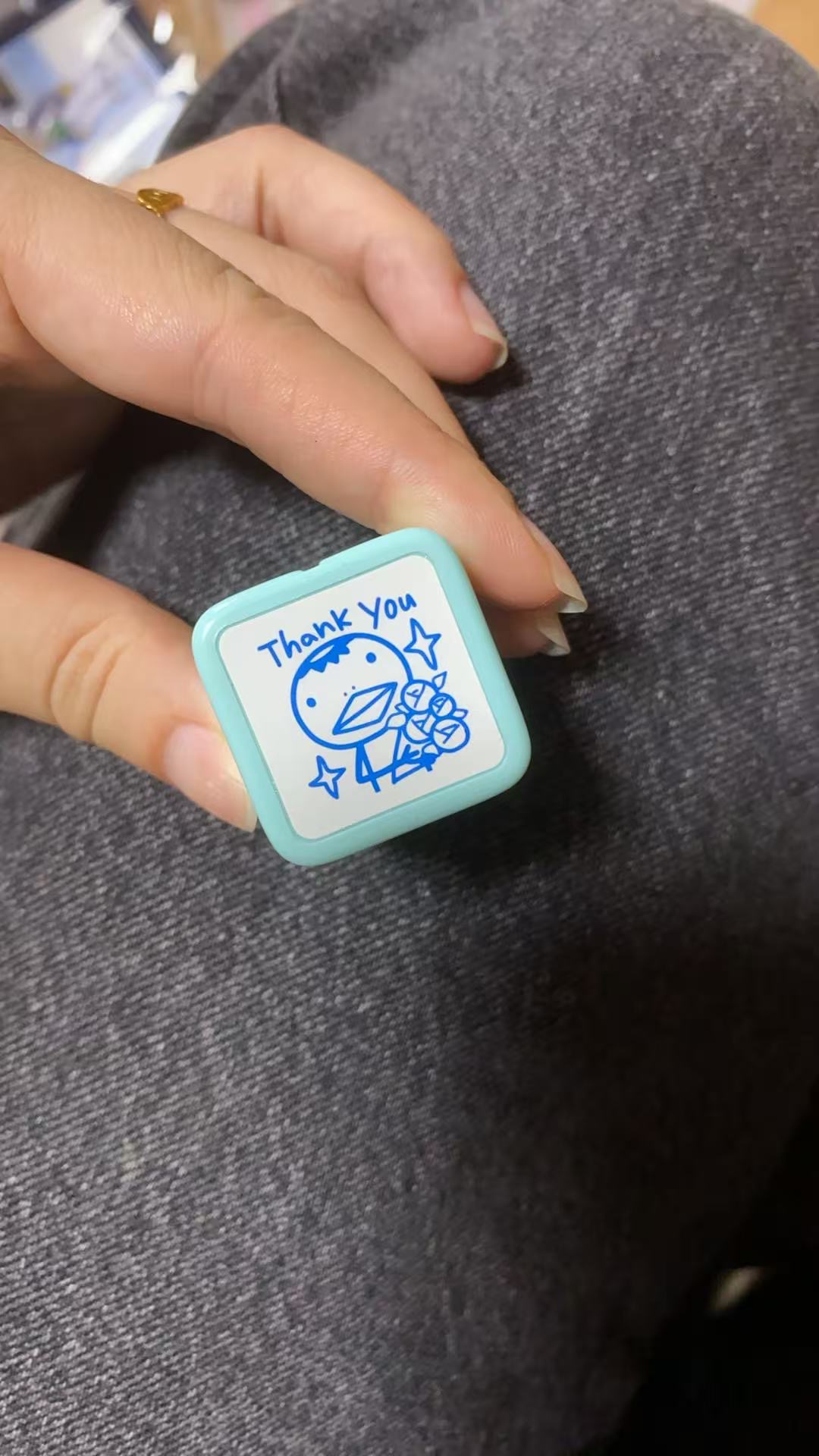 0723企鹅手拿花图案印章