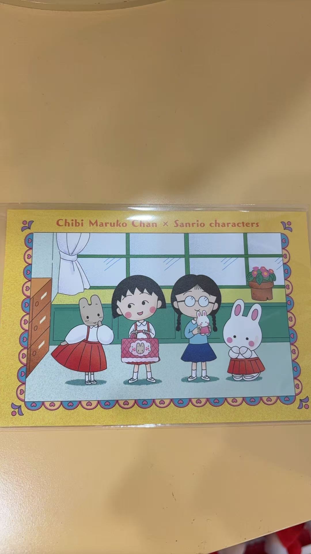 0921 樱桃小丸子 姐妹两 茉莉兔 白兔子 贺卡 