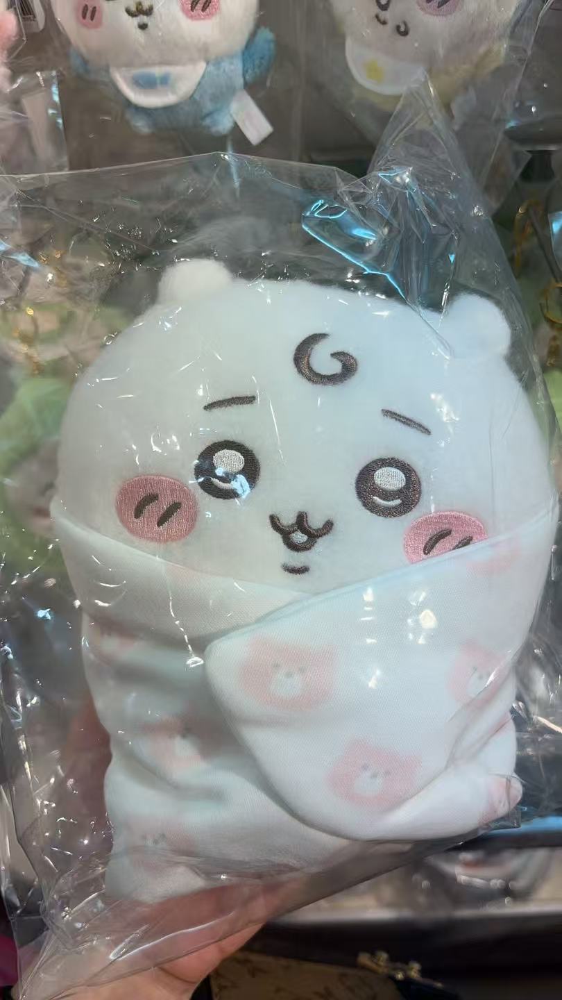 0929 CKW吉伊 白色襁褓粉色熊头图案 玩偶