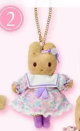 1008 三丽欧茉莉兔 白色海军领 紫色碎花裙 毛绒挂件 