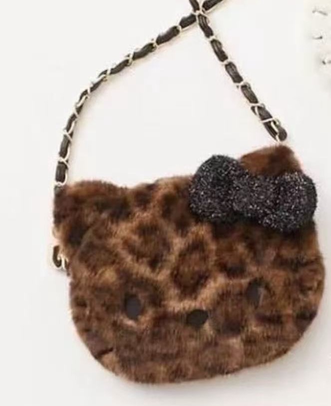 1009 三丽欧豹纹kt头 黑色蝴蝶结 斜挎包