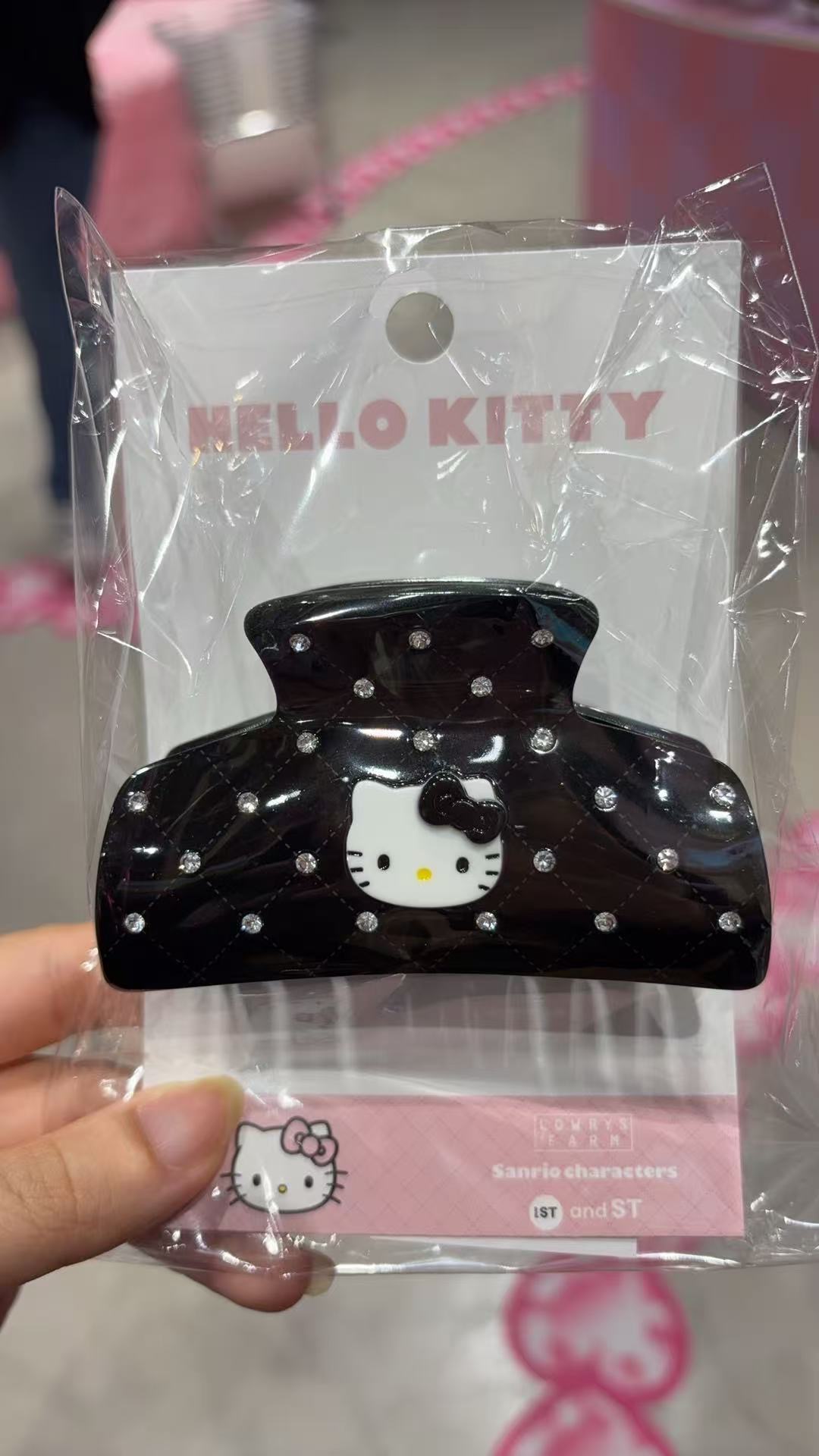 1001 三丽鸥 kt 带钻黑色发夹