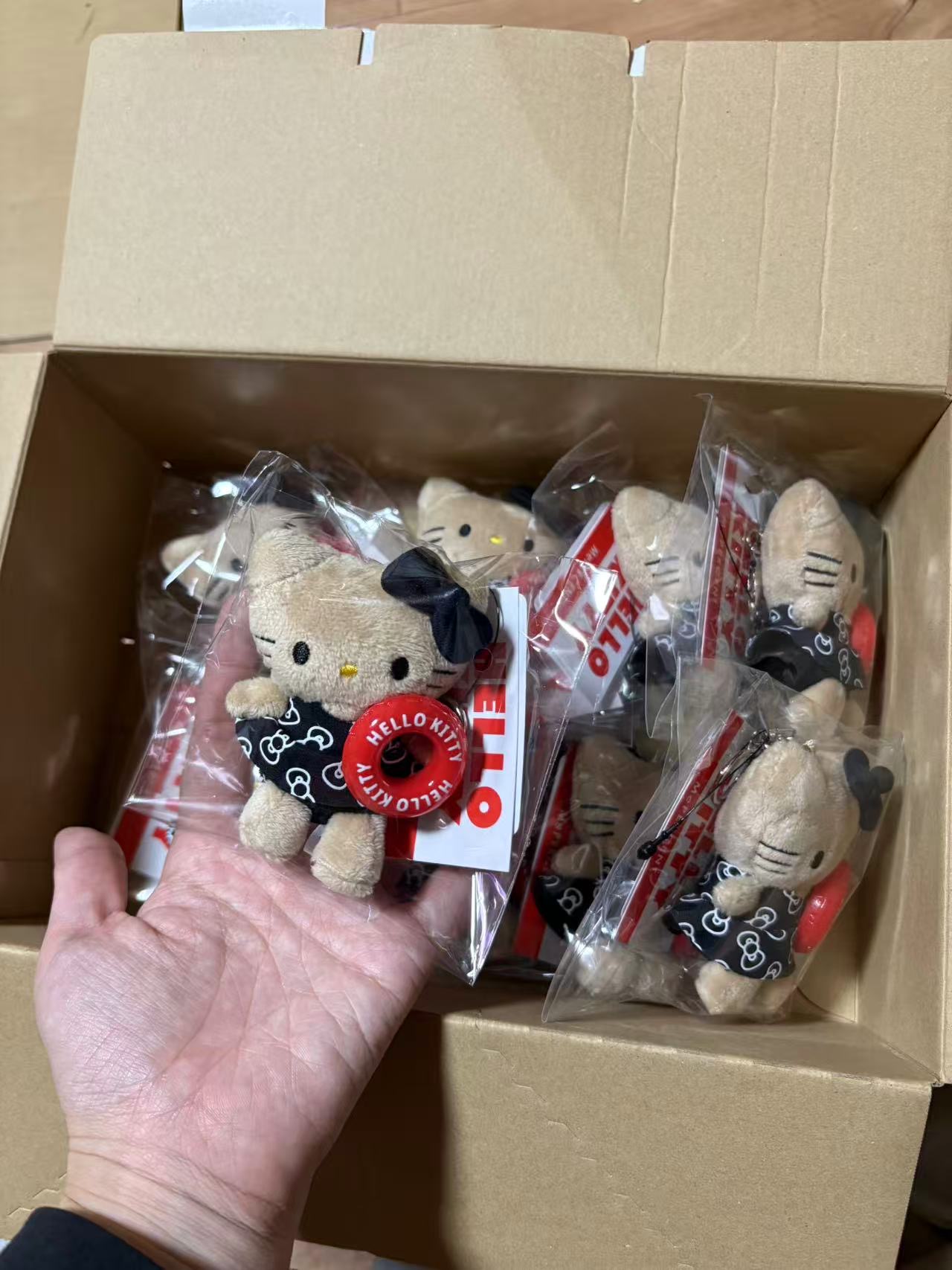 1008三丽鸥 黑皮kt 黑色泳衣手拿红色泳圈 毛绒挂件