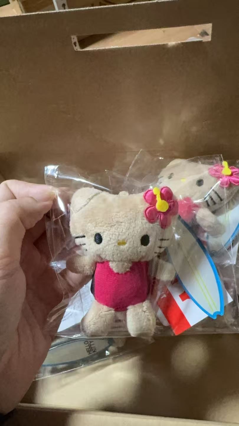 1008 三丽鸥 黑皮kt 红色泳衣冲浪板 毛绒挂件