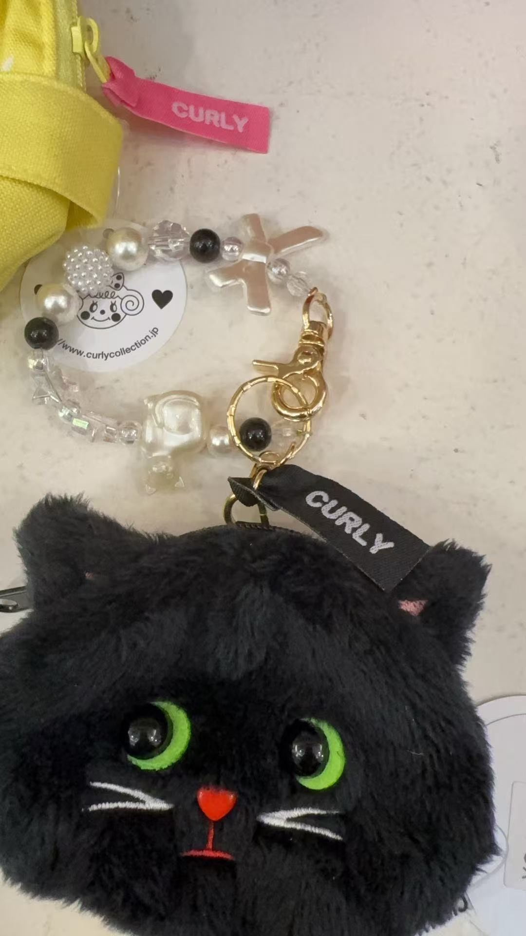 1012 三丽鸥 黑色猫猫头拉链包包串珠毛绒挂件