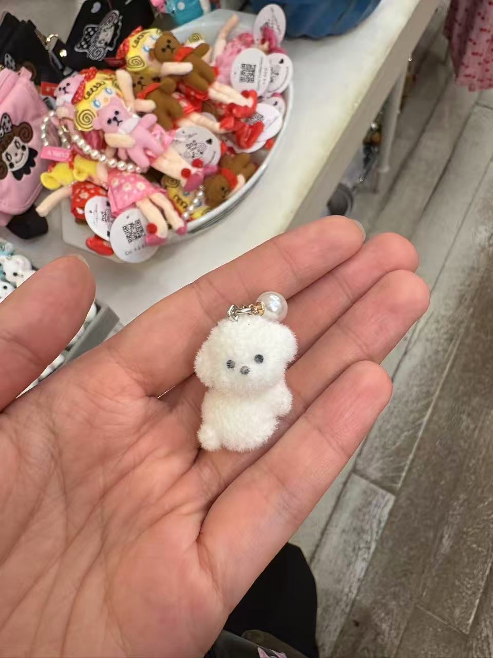 1012 卷发女孩 毛茸茸小狗 毛绒挂件