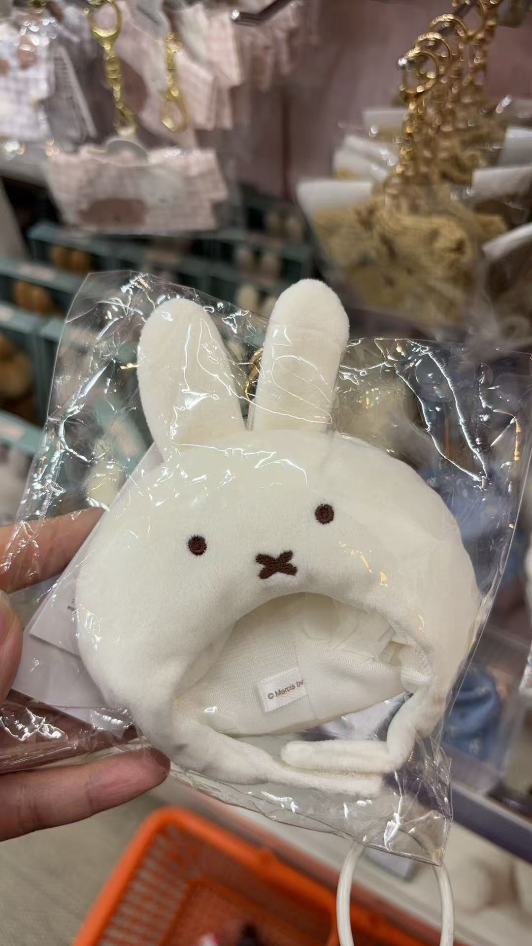 1017 米菲白色长耳朵 帽子头套 毛绒配件