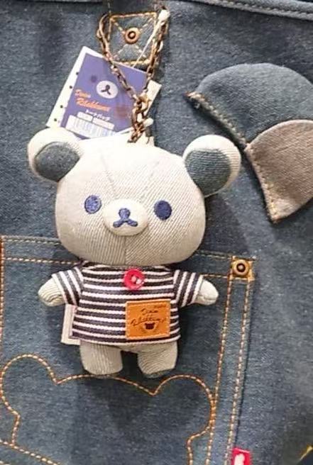 1116 轻松熊 熊妹白色熊 黑白条纹上衣 毛绒挂件