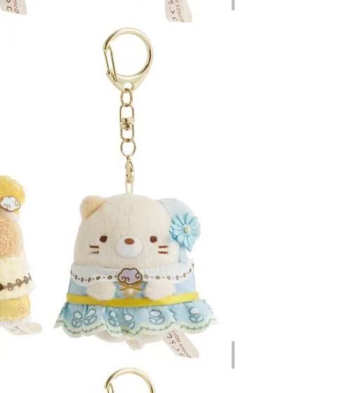 1024 角落小伙伴 猫咪 绿色花纹裙子 毛绒挂件