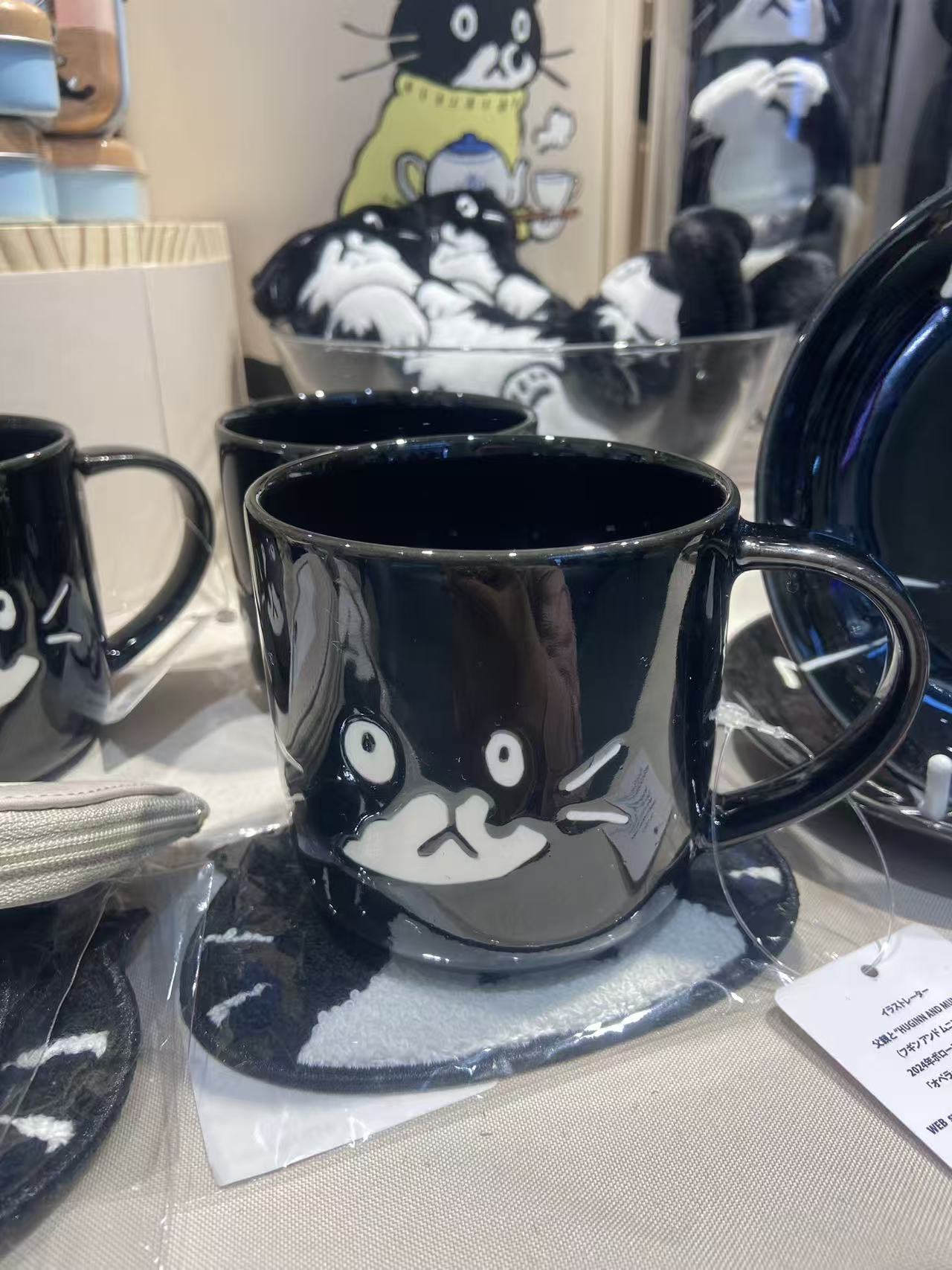 1027 黑色猫咪杯子 白色鼻子