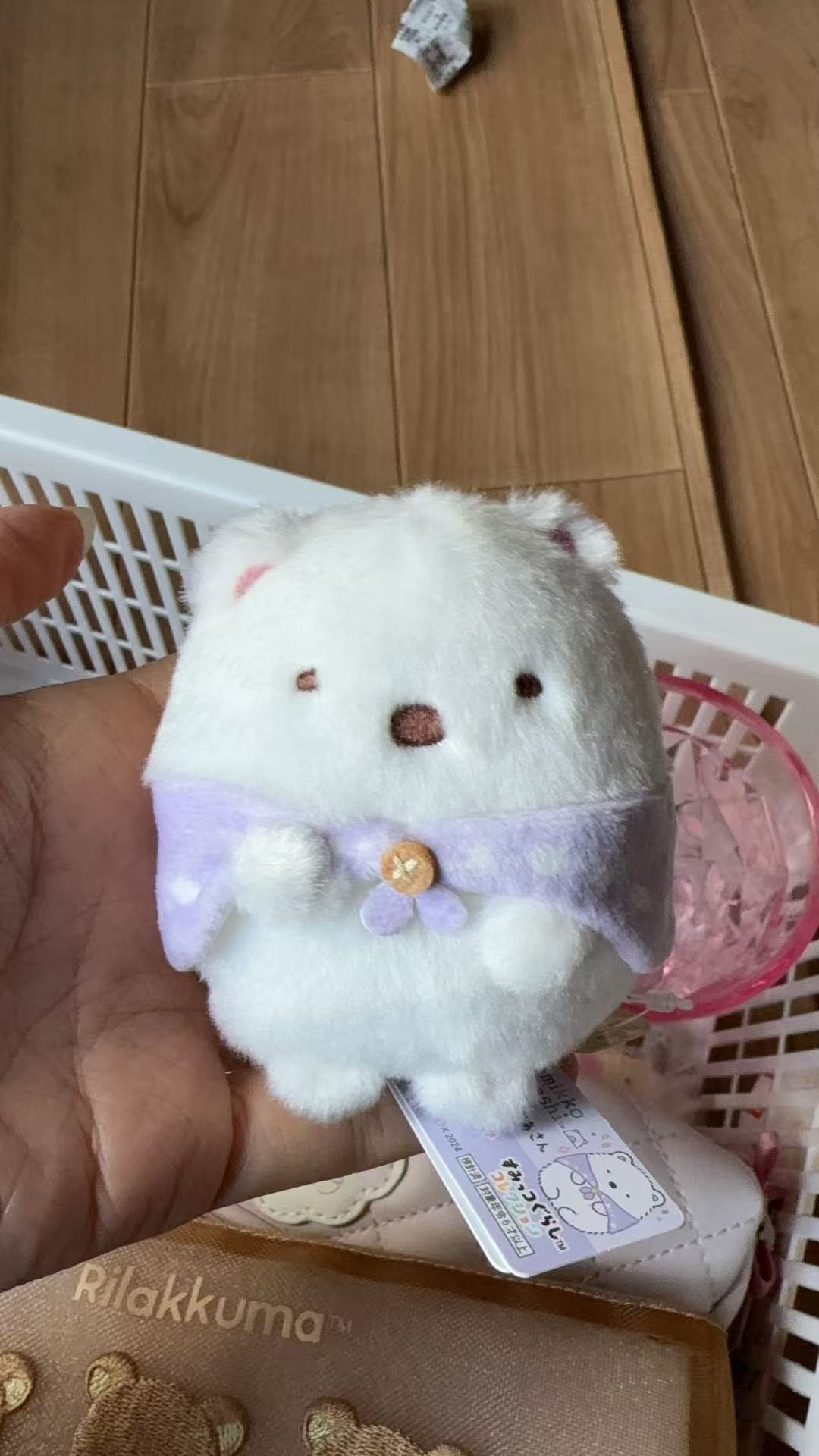 1028 角落生物白猫咪 紫色小披风 手玉毛绒玩具