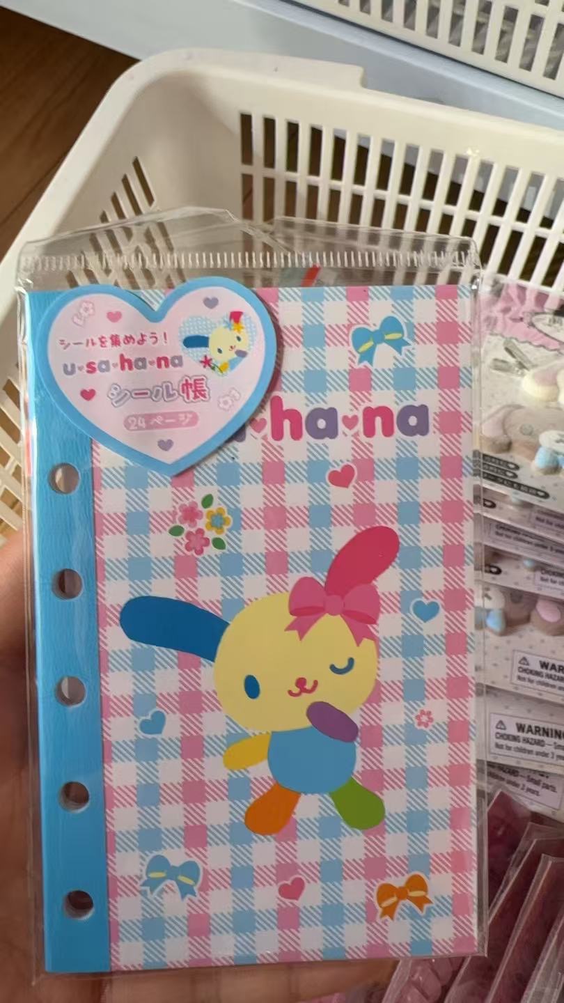 1029 三丽欧花小兔 粉蓝色格子 手账替换本