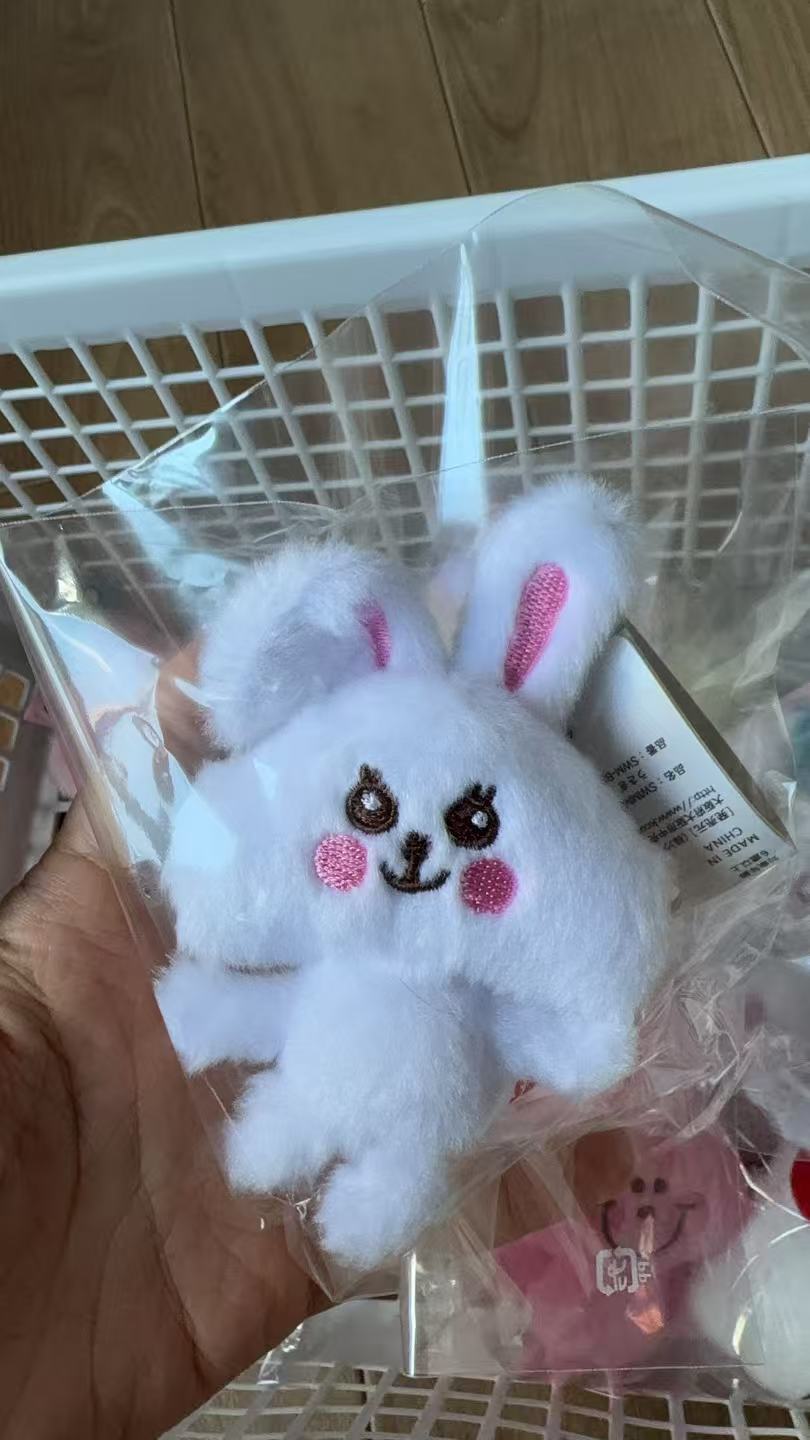 1028 白色小兔子 粉色腮红 毛绒挂件  原价1000➕