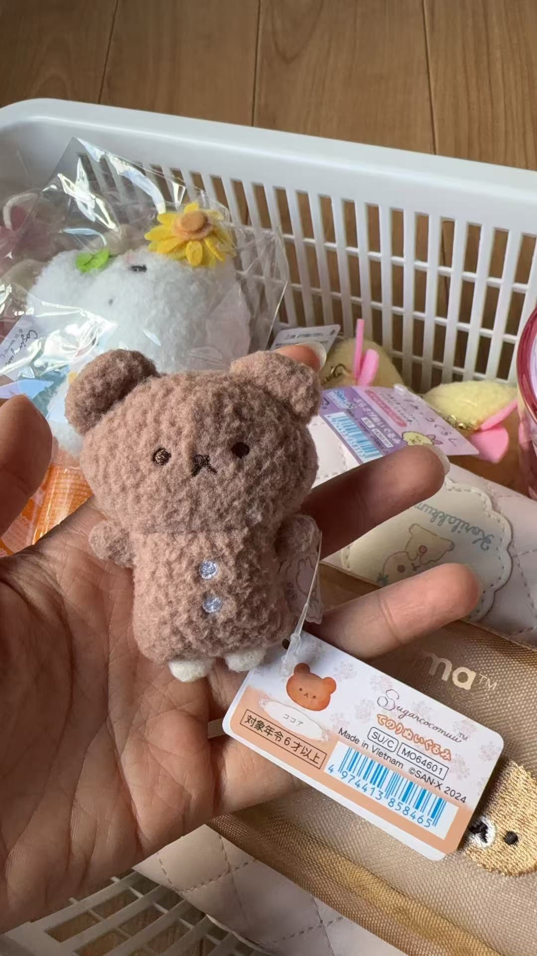 1028 棕色羊羔毛小熊 白色扣子 毛绒玩偶 