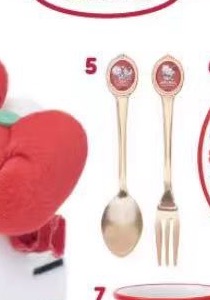 1031 三丽欧红色苹果系列 金色餐具 勺子➕叉子 Kt图案 