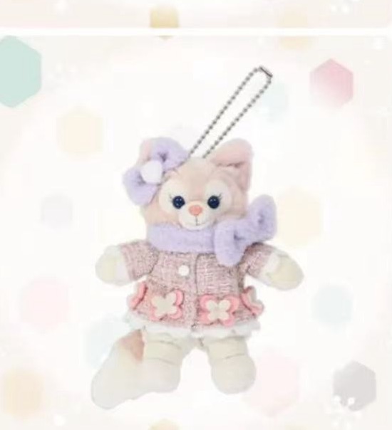 1104 迪士尼贝儿 小香风粉色上衣 紫色围巾 毛绒挂件