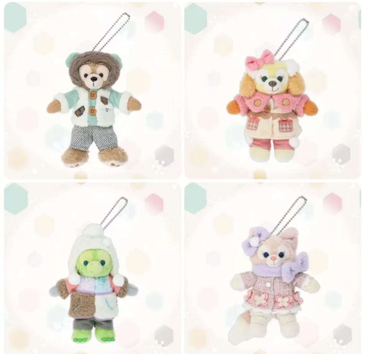 1104 迪士尼海洋 达菲饼饼 贝儿 Olu4个 毛绒挂件 优先大全套