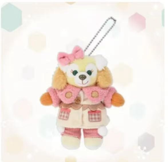 1104 迪士尼 饼饼橘粉色小小披风 米色上衣 红条裤子 毛绒挂件