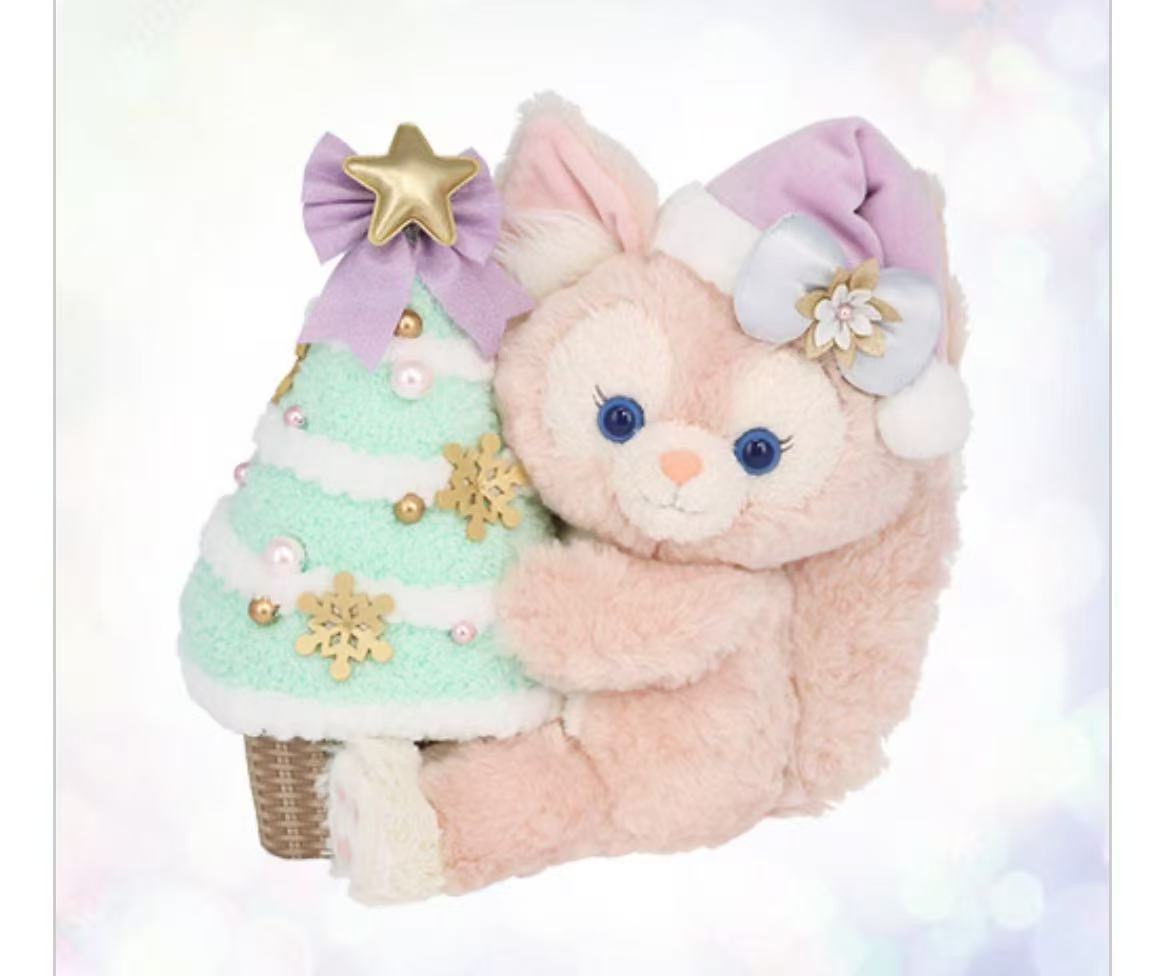 1104 迪士尼贝儿 粉色色圣诞帽 抱着浅绿色圣诞树 毛绒玩具