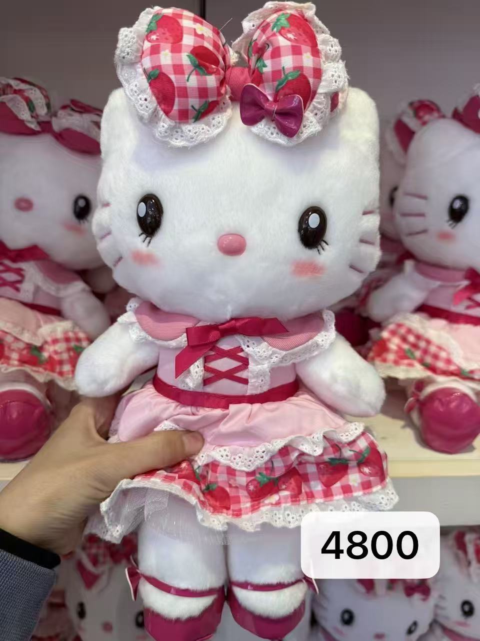 1104 usj 大阪环球影城 粉色草莓印花连衣裙 KT公仔