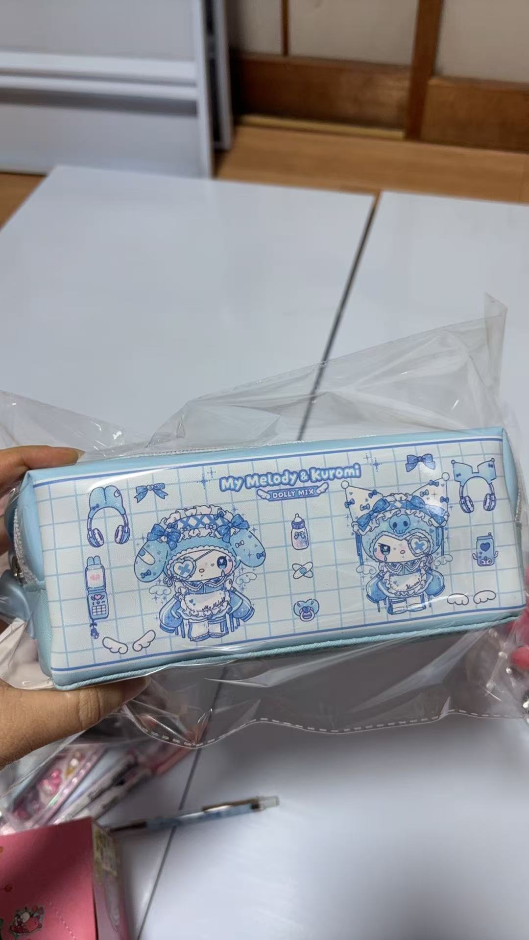 1104 三丽欧水色 库洛米美乐蒂独眼图案 长方形 收纳包 