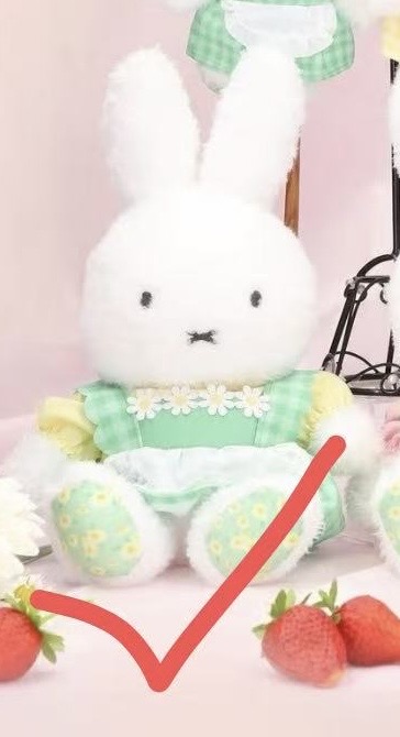 1107 flower miffy米菲兔绿色洋甘菊格子连衣裙毛绒玩偶