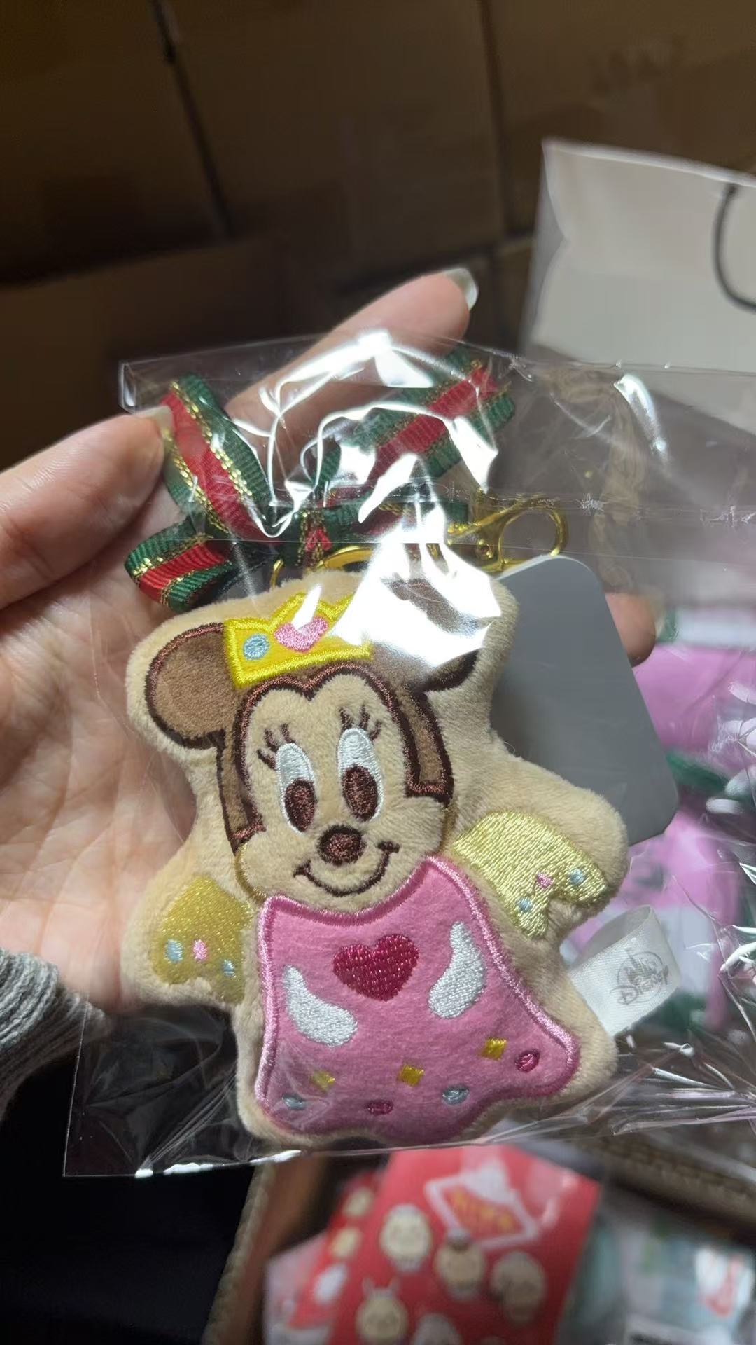 1107 迪士尼米妮 粉色裙子 皇冠 饼干造型 圣诞 毛绒挂件 