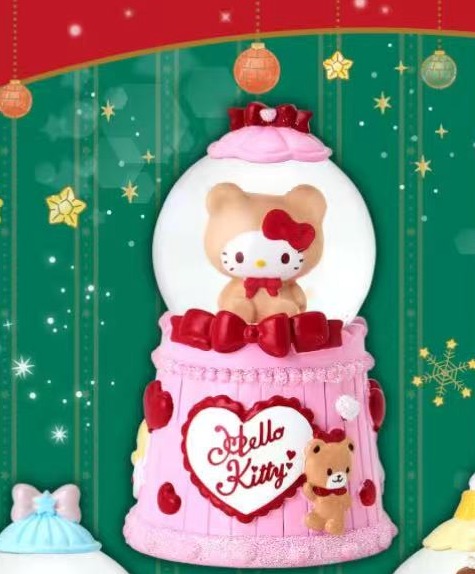 1113 三丽欧圣诞风  粉色 Kt小熊图案 水晶球