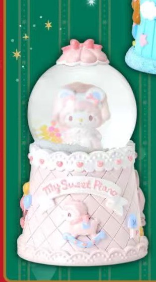 1113 三丽欧圣诞风 粉色小羊 摇摇马 水晶球