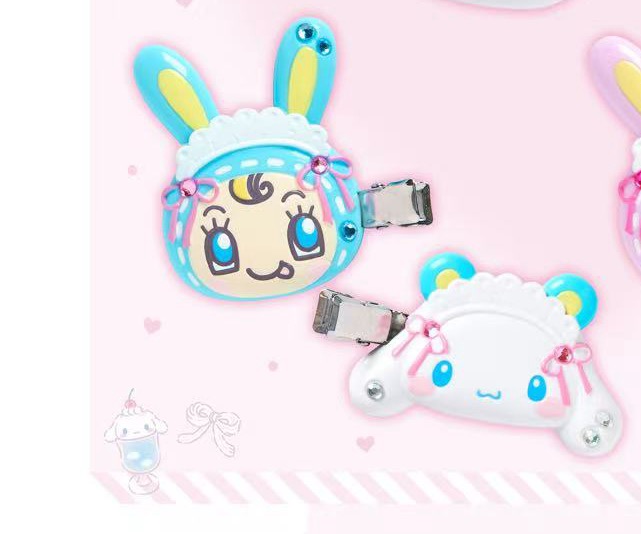 1119 三丽欧钢琴兔联名 玉桂狗和蓝色钢琴兔 发夹 一板2个
