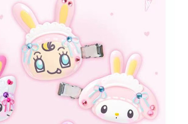 1119 三丽欧钢琴兔联名 美乐蒂和粉色钢琴兔 发夹 一板两个