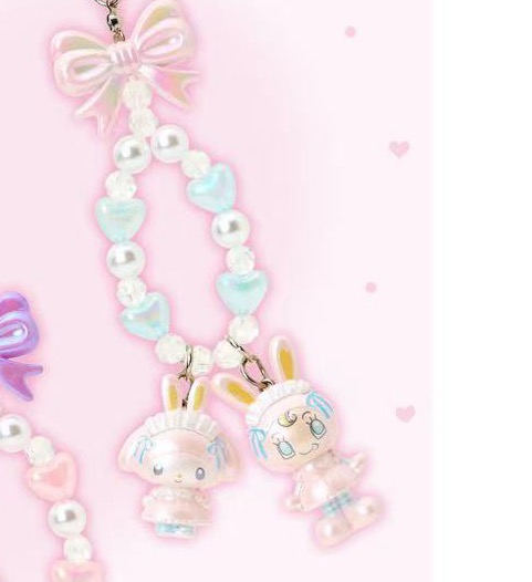 1119 三丽欧钢琴兔联名 美乐蒂和粉色钢琴兔 树脂钥匙扣