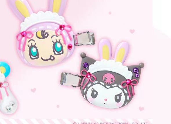 1119 三丽欧钢琴兔联名 库洛米和紫色钢琴兔 发夹 一板2个