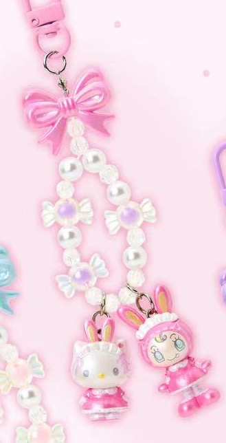 1119 三丽欧钢琴兔联名 Kt和粉色钢琴兔 树脂钥匙扣 