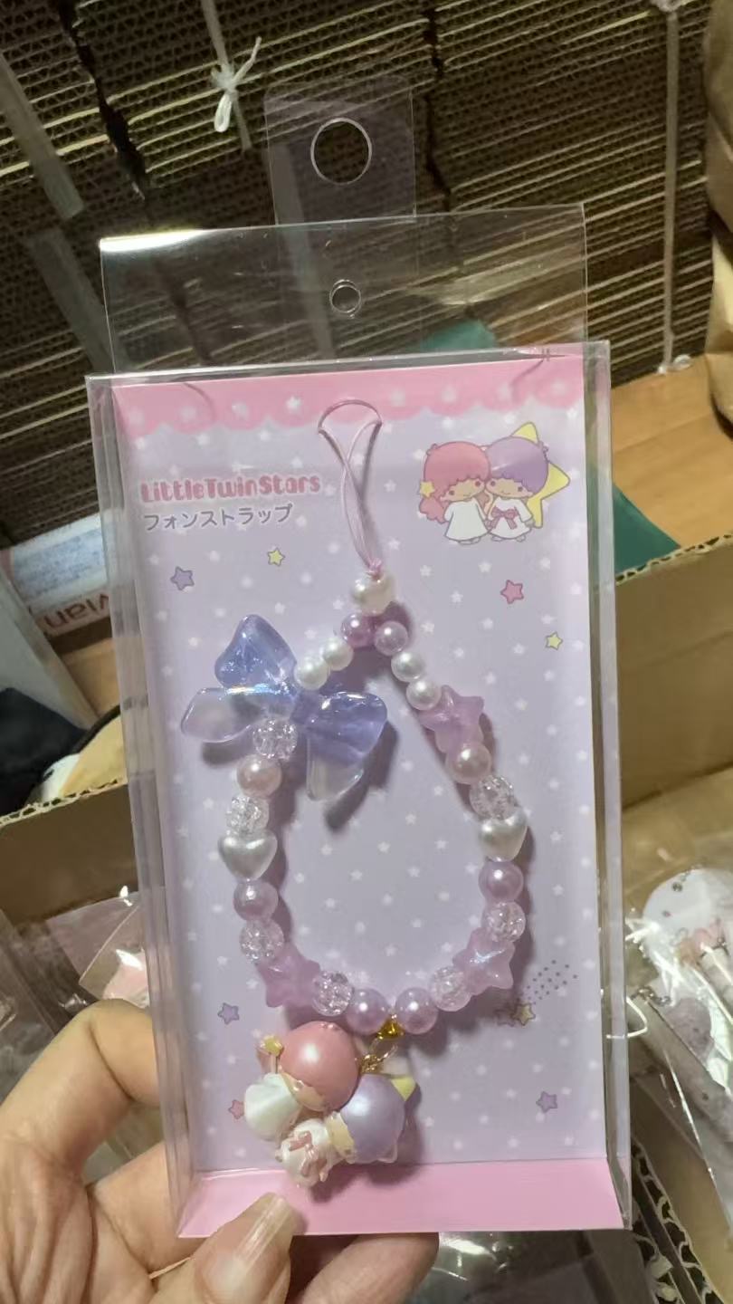 1114 三丽鸥 双子星 粉色手机挂绳挂件