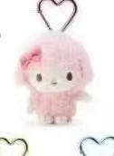 1117 三丽鸥  粉色piano 粉色蝴蝶结爱心扣 毛绒挂件